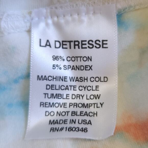 LA DETRESSE Rainbow Sherbet activewear athletic athleisure bike shorts Sz L NEW - Picture 5 of 7